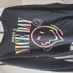 Art Class Girls Smiley World Black Sweatshirt